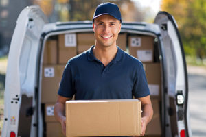 man delivering tests through courier service